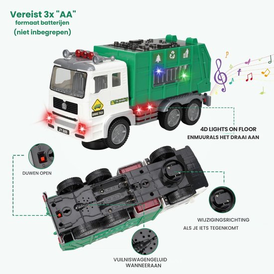 Interactieve Afvalwagen Speelgoed - Licht en Geluid Vuilniswagen met 4D Verlichting - Beweegbare Stuurzuil en Realistische Geluiden - Educatief Rijden en Leren Speelgoed voor Kinderen 1-3-5 Jaar - Ideaal Cadeau voor Jongens en Meisjes van Merkloos — afbeelding 5