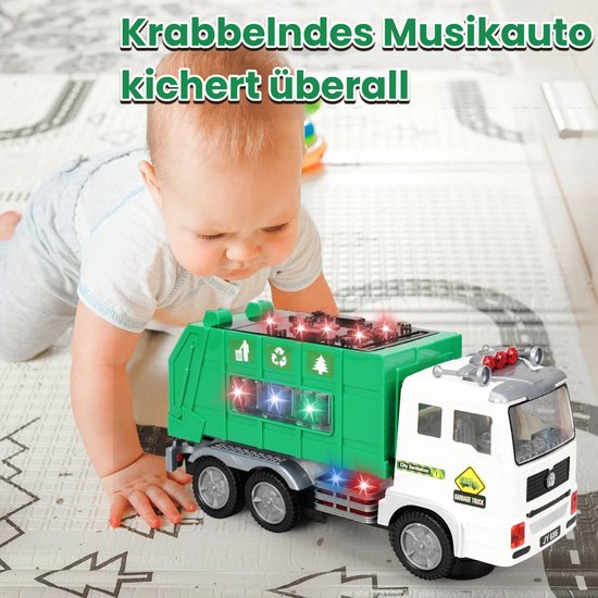 Interactieve Afvalwagen Speelgoed - Licht en Geluid Vuilniswagen met 4D Verlichting - Beweegbare Stuurzuil en Realistische Geluiden - Educatief Rijden en Leren Speelgoed voor Kinderen 1-3-5 Jaar - Ideaal Cadeau voor Jongens en Meisjes van Merkloos — afbeelding 4