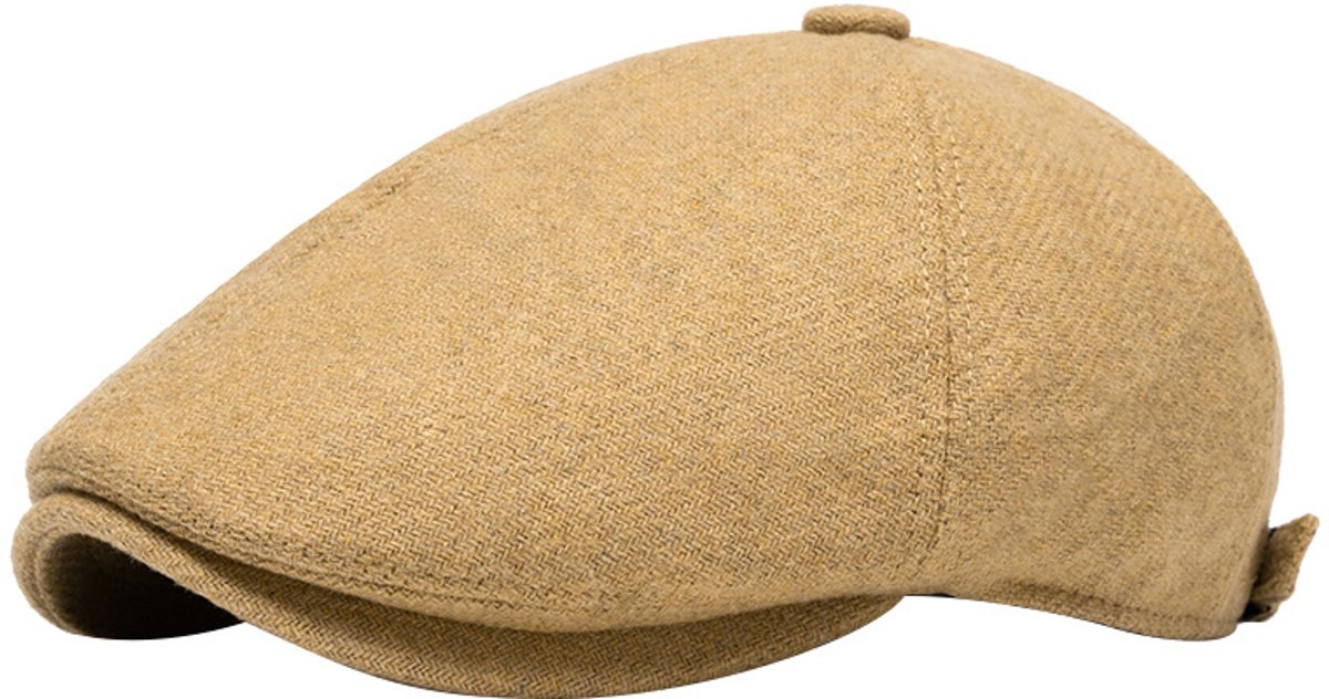 Dikke, retro-stijl baret met visgraatmotief; casual gestreepte baret voor dames.
