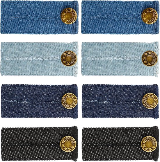 Set de 8 rallonges de boutons pour jeans et pantalons, rallonge de taille ajustable, rallonge de pantalon, 8,5 x 3,5 cm, pour hommes et femmes, pantalons de grossesse, jupes