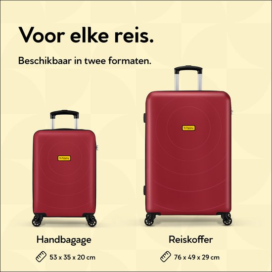 BHPPY Handbagage koffer 53x35x20cm - Handbagage trolley 33L - Lichtgewicht koffer 2.6kg - Reiskoffer met cijferslot - Rood