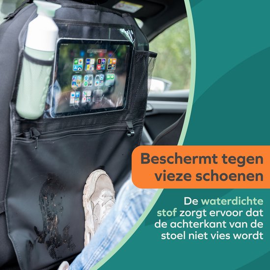 Wellewares - Autostoel Organizer - Voor Kinderen - Met stootbescherming en Tabletvak - Zwart