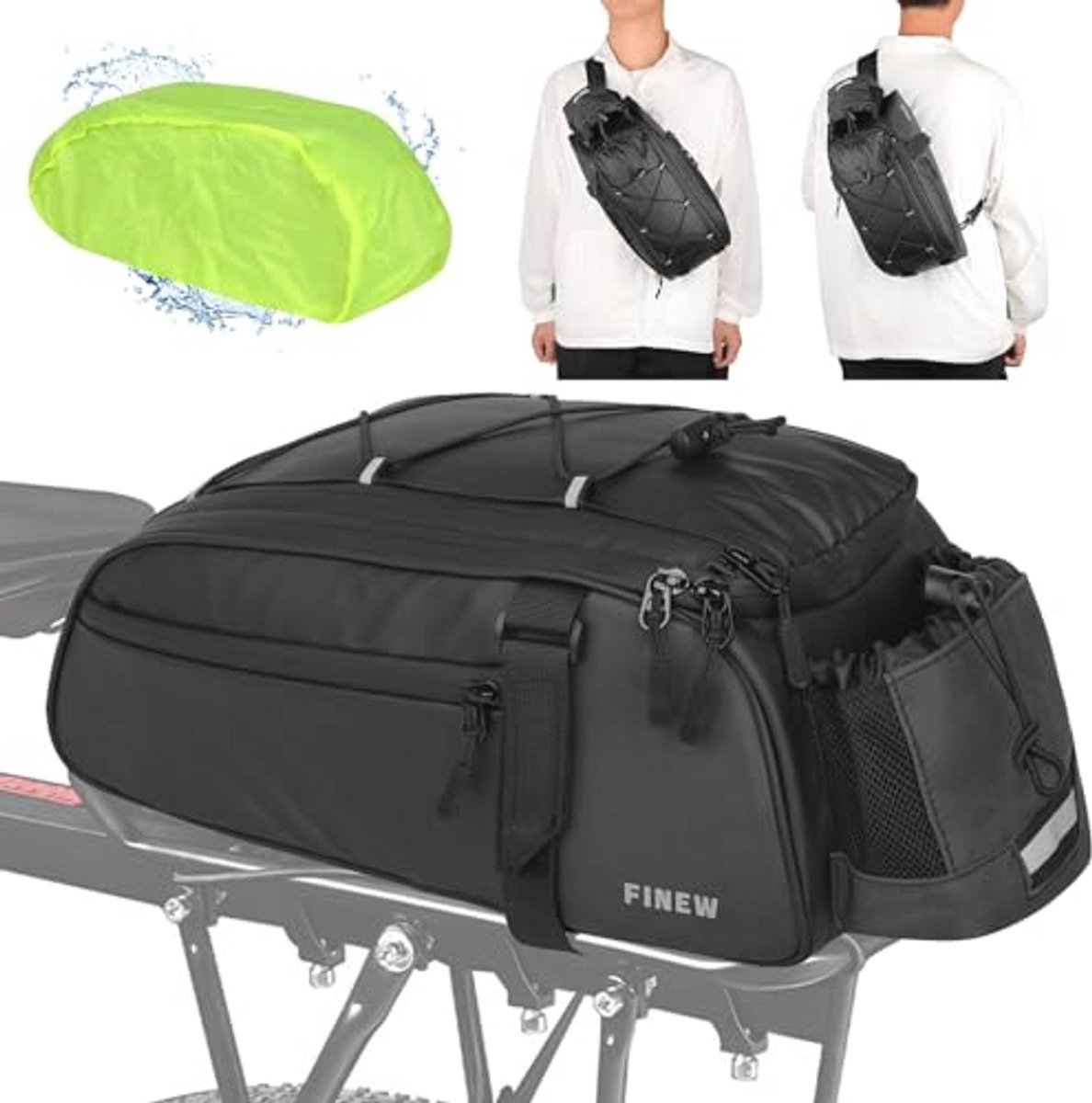 2-in-1 Fietstas voor Bagagedrager - 12 Liter - Waterdicht en Reflecterend - Multifunctionele Tas met Rugzakfunctie en Regenbescherming
