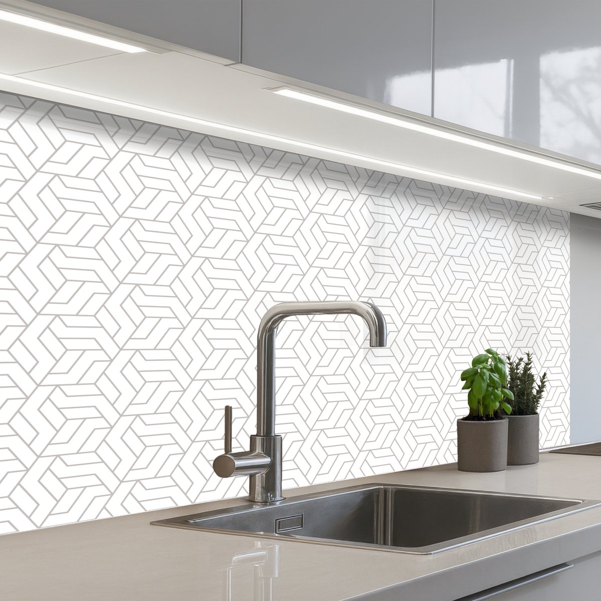 Keuken achterwand 100x60 cm - Spatscherm zelfklevend Grafisch - Patroon - Modern - Hexagon - Muurbeschermer - Spatwand fornuis