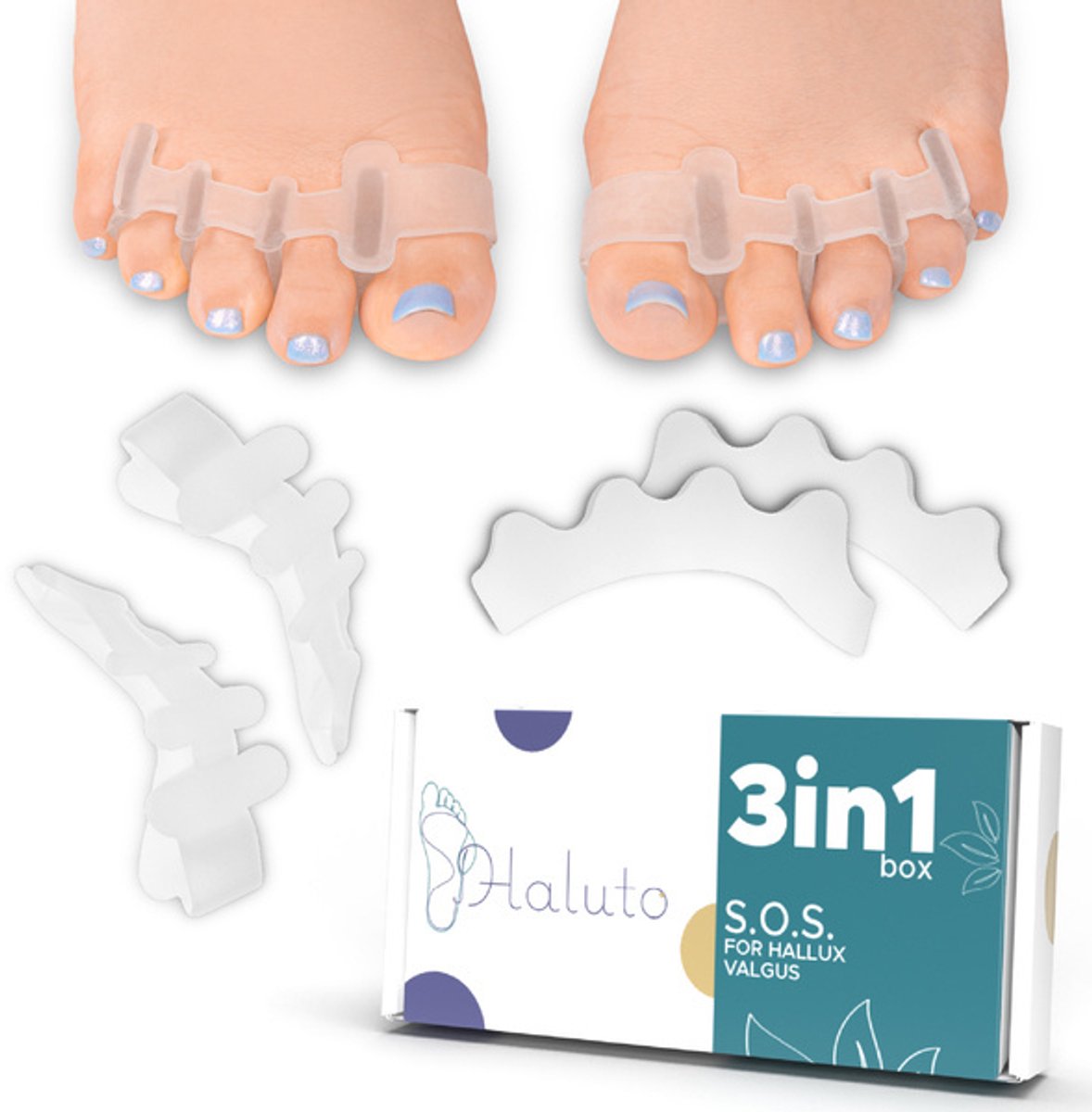 Gel-vingerscheider voor hallux valgus Haluto set van 6 stuks
