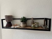 Wandrek - Prachtig Mangohout - Zwart Metaal - 60 CM - Wandplank - Hoge Kwaliteit