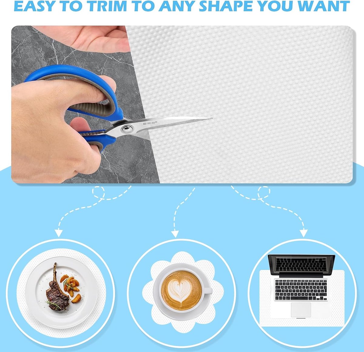 Candala Lade Mat, Anti-Stick Keuken Lade Mat, Anti-Slip Mat Waterdichte Koelkast Voering (Wit/30cm x 305cm)