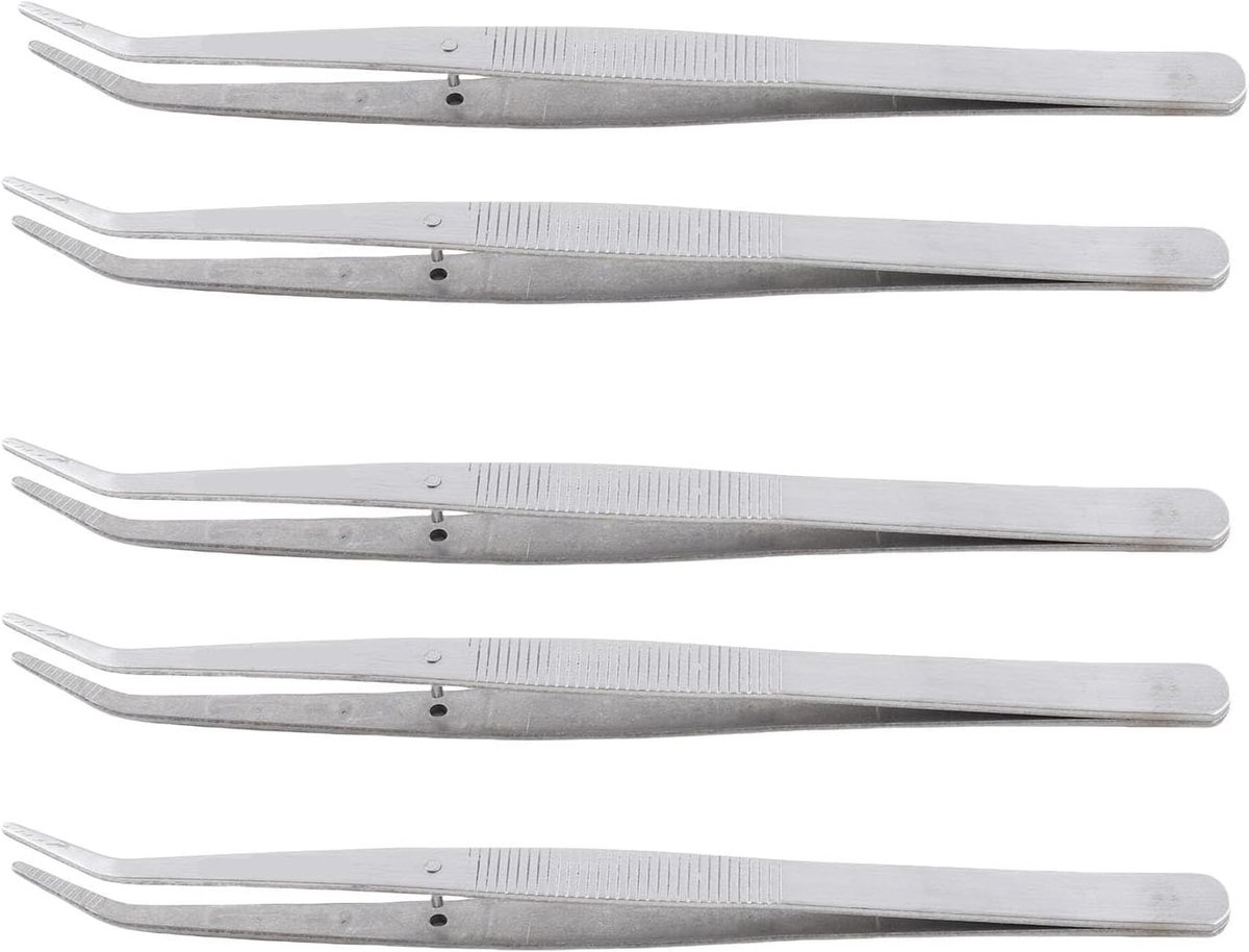 5pcs naaimachinetangen - roestvrij staal - gebogen tip - positioneringstangen