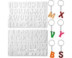 1 Letter Silicone Shape met Gaten - 50 Circles en 10 Sleutelhangers - Silicone Mallen - Epoxy Hars - A-Z - Gieten Mallen voor Sieraden Maken en Decoratie - DIY
