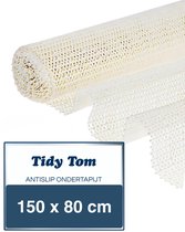 Twee rollen wit Tidy Tom antislip ondertapijt, getoond formaat 150 x 80 cm.