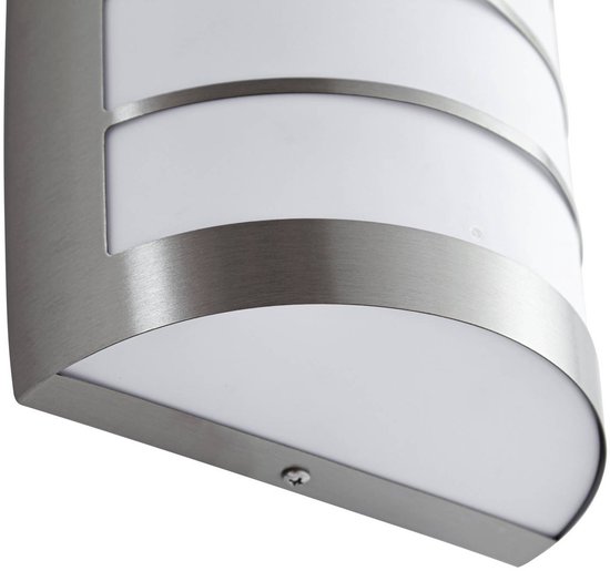 Lindby - Applique d'extérieur - 1lumière - acier inoxydable, polycarbonate - H: 20 cm - E27 - Acier inoxydable, blanc