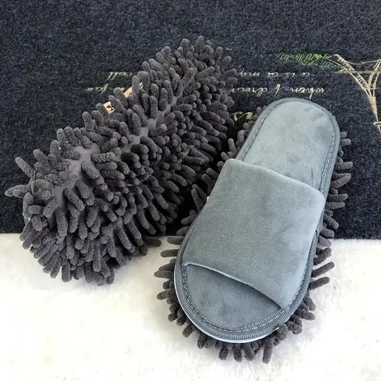 Daity - 1 paire de pantoufles grises amovibles pour le nettoyage des sols (taille unique), outils de nettoyage, accessoires de salle de bain
