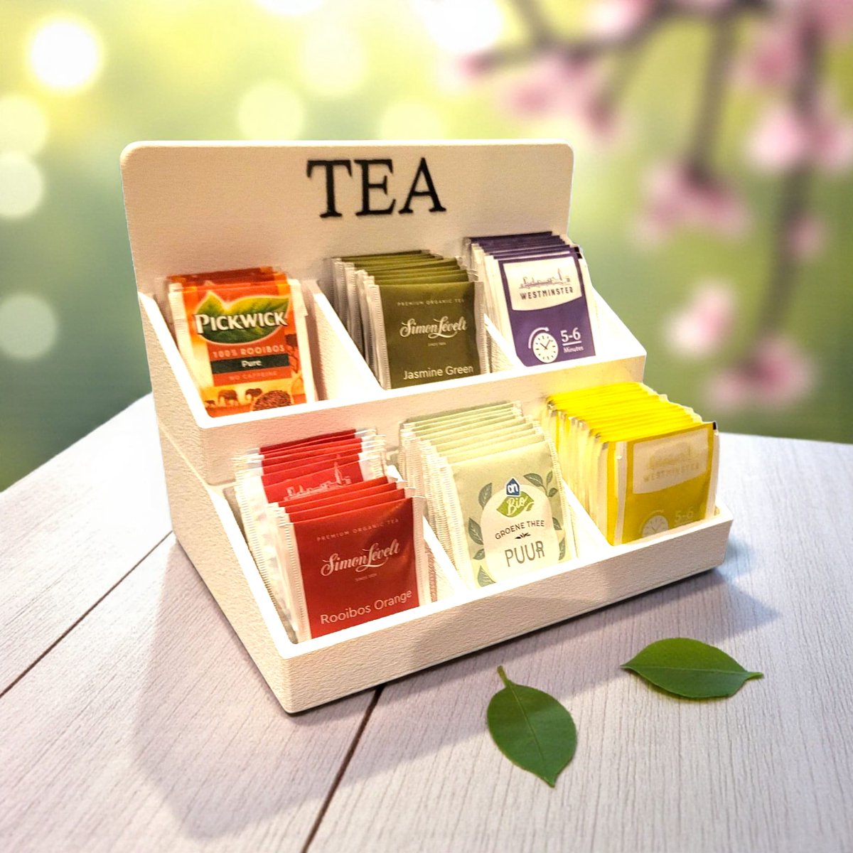 Luxe Theezakjes Display – 2-Laags Thee Organizer – Ruimte voor 60+ Theezakjes – Modern Design – Ideaal voor Keuken, Kantoor & Horeca