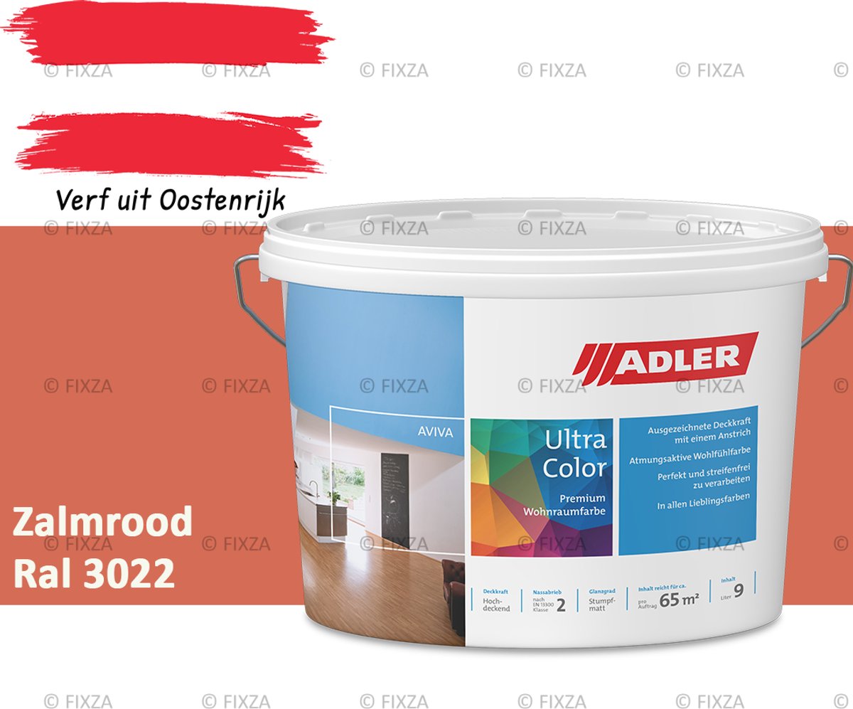 ADLER Aviva Ultra-Color SD Muurverf – Premium Matte Binnenmuurverf met Smart-Dry Technologie – Streeploos & Hoge Dekking – Zalmrood – 3 Liter