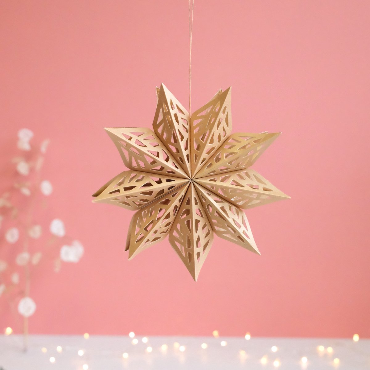 Papieren Sneeuwvlok Goud - Only Natural Kerstster - Kerstcadeau - Kerstdecoratie - Papierdecoratie