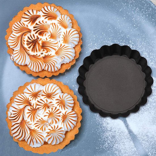 Moules à tartelettes YONO - Mini moules à tartelettes 8 cm - Moules à tartelettes - Moules à quiches à fond amovible - Lot de 8