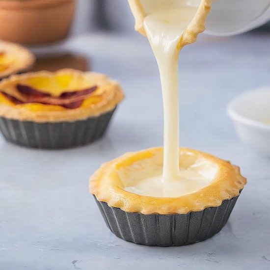 Moules à tartelettes YONO - Mini moules à tartelettes 8 cm - Moules à tartelettes - Moules à quiches à fond amovible - Lot de 8