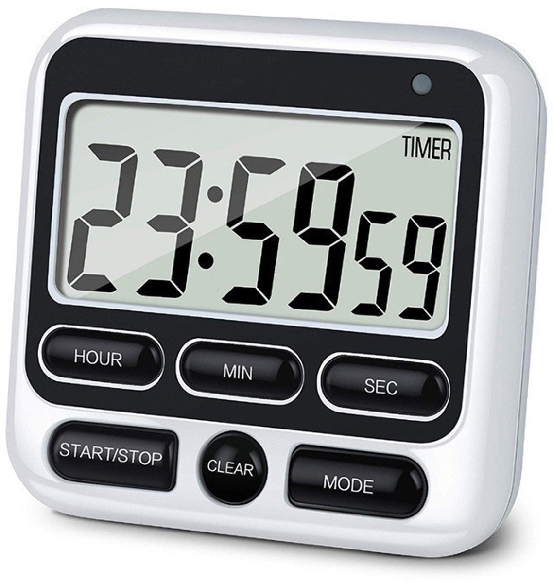 Keukentimer met wekker, groot scherm, instelbare alarmindicator