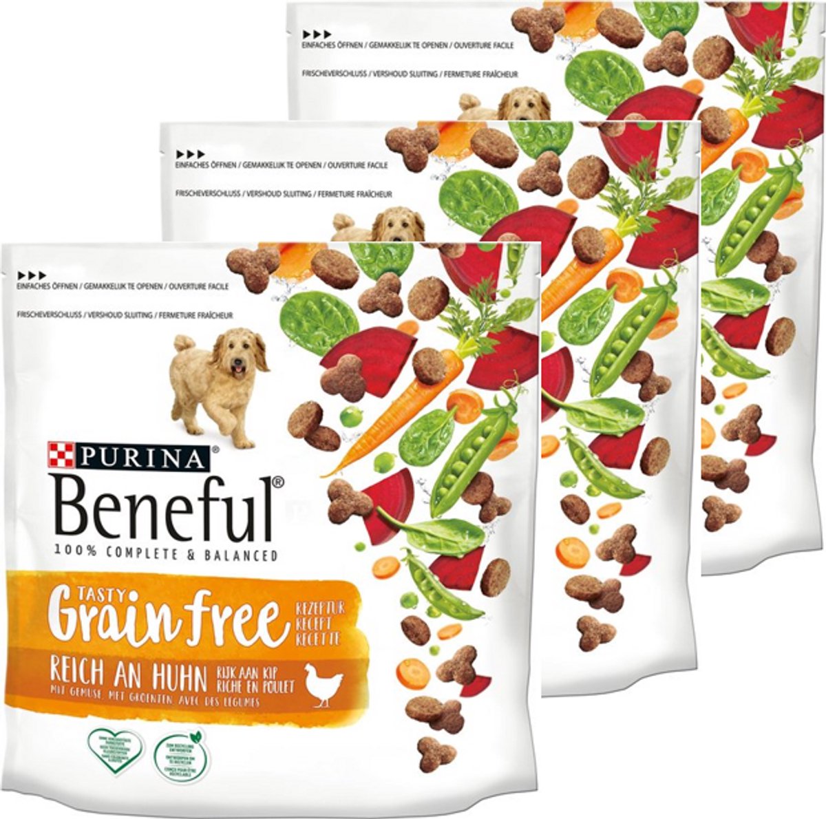 3x Beneful Hondenvoer Droog Graanvrij Kip - Groenten 1,2 kg