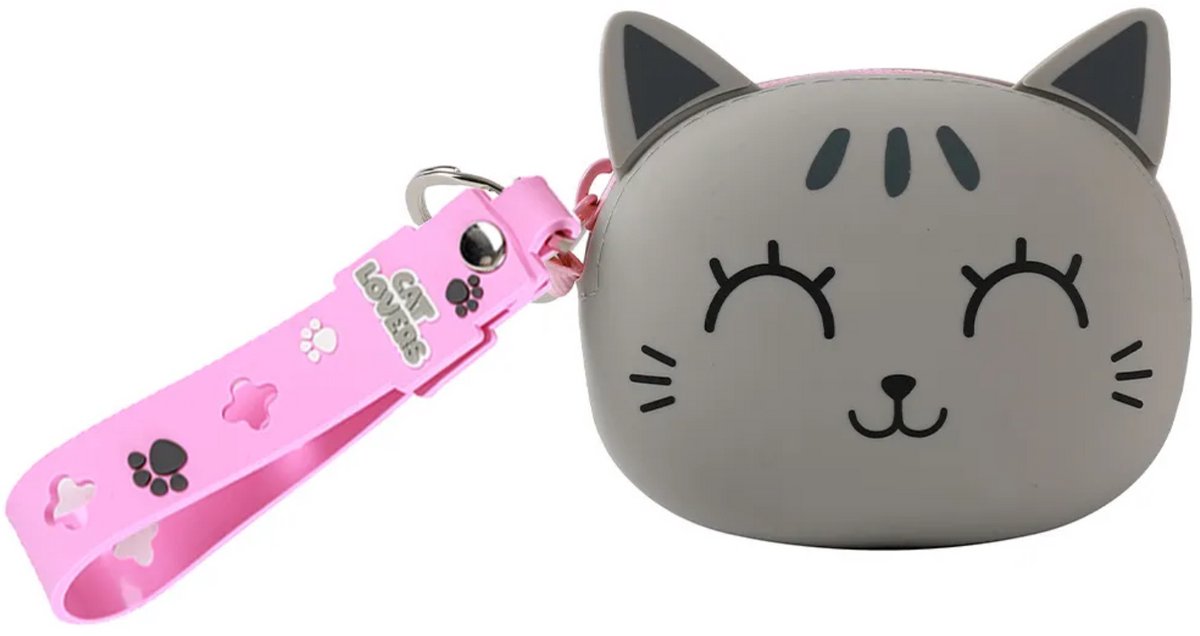 iTotal Home&Gifts Clutches Bag Charm Silicone GREYCAT Clutches Siliconen GRAUE KAT 9x8x4cm