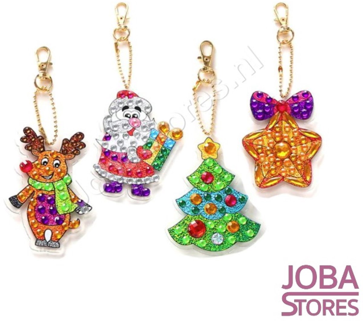 Diamond Painting Sleutelhanger Set Kerst 13 (4 stuks)