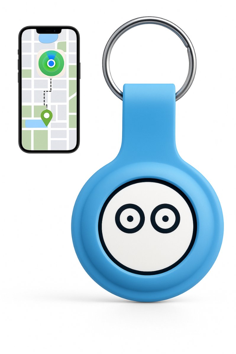 NARVIE - Mini GPS Tracker smiley - Find my IOS live locatie meekijken - Geschikt voor iPhone - Sleutels Key Finder Sleutel tracker