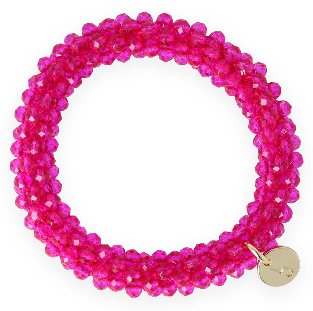 Lajetti - Armband Dames Haarelastiek Fuchsia - Glaskralen Beaded Bracelet - Handgemaakt