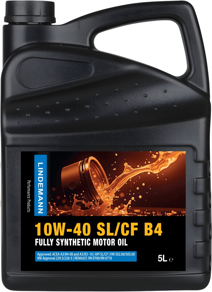 Lindemann Motorolie 10W40 Longlife - 5L - Brandstofbesparing - ACEA A3/B3-10 & A3/B4-08 - API SL/CF - voor Benzine- en Dieselmotoren