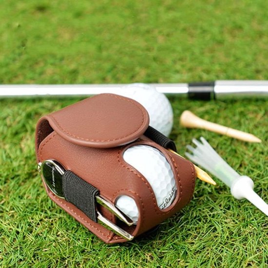 4-delige leren golftas, mini pocket opbergtas, draagbare taille clip met Tee houder, riem tas met collectie clip van Merkloos — afbeelding 3