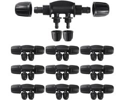 10 stuks 4-weg Anti-Drop Irrigatiebuiskoppelingen voor Drip Irrigatie - Barbed Tee Connector