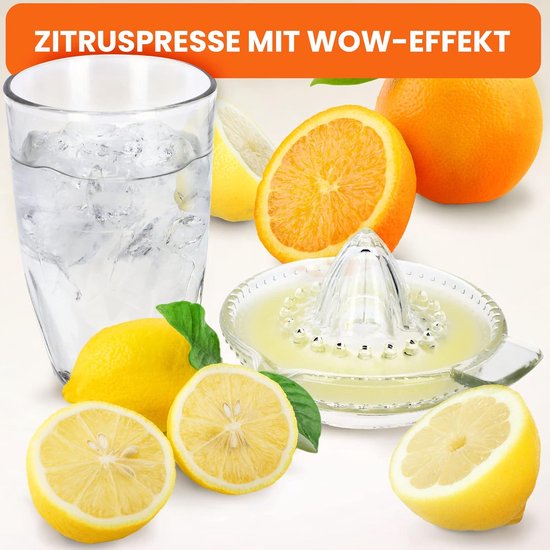 Famanu - Glazen citruspers met schenktuit - geschikt voor sinaasappel en limoen - transparant design van Famanu — afbeelding 2