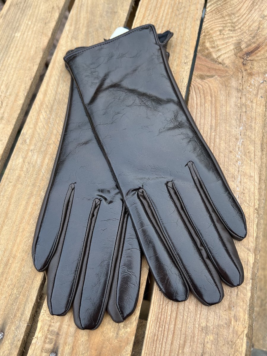 Handschoenen Dames - Herfst - Winter - Chique - PU Leer 100% - Donker Bruin - One Size - Elegant - Touch Screen - Sinterklaas - Kerstmis - Verjaardag