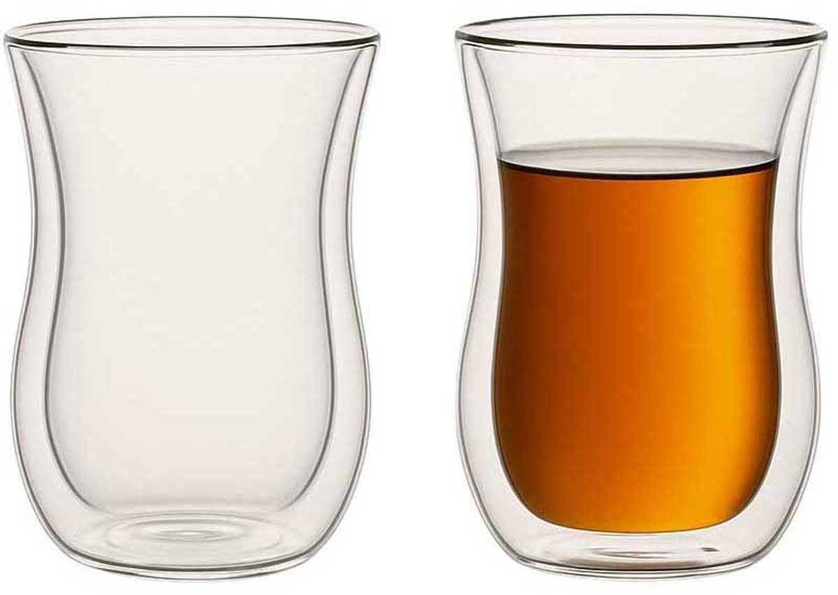 Bricard Dubbelwandige Turkse Theeglazen - 150ml - 2 Stuks - Dubbelwandige Glazen