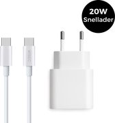 USB C snellader met Quick Charge - inclusief 1 meter USB C naar USB C oplaadkabel 100W - geschikt voor iPhone 17 / 16 / 15 en Samsung Galaxy - wit - WiseQ