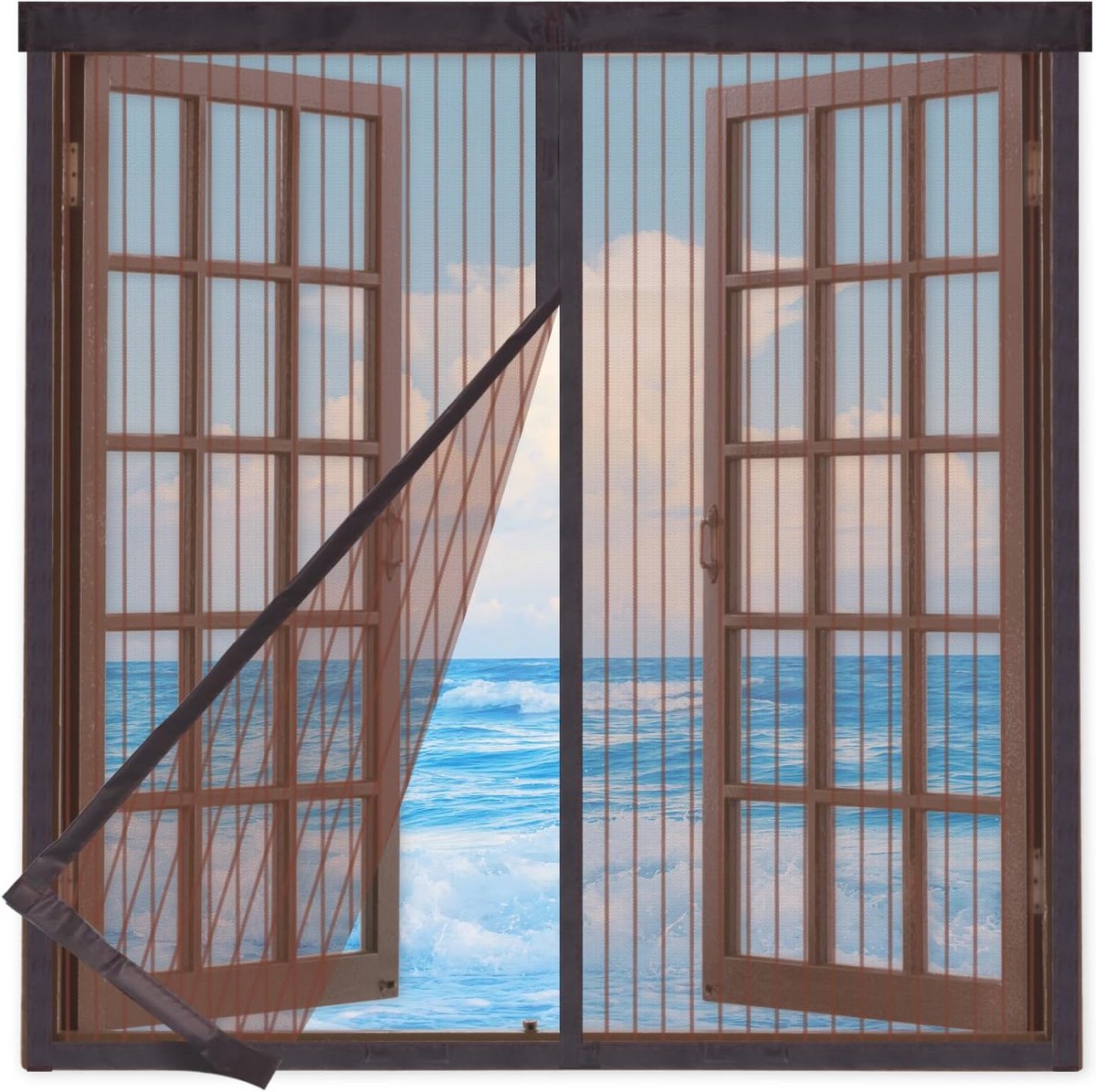 Magnetisch Vliegenhor voor Ramen - 90x225 cm, Zelfklevend Insectenbescherming zonder Boren