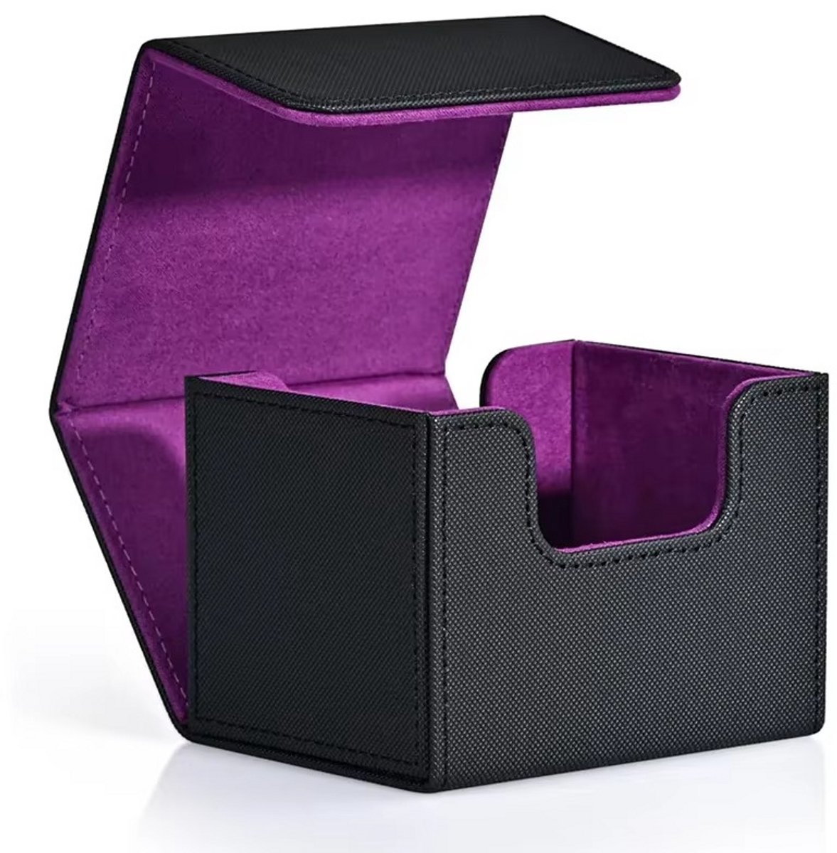 Kaartendoos | Deck Box | TCG Kaartenhouder | Geschikt voor speel & verzamel Kaarten Opbergdoos | MTG Deckbox | Trading Cards Bescherming | PU Leer Kaartenbox | Magnetische Sluiting | Venster | 100+ Kaarten | Trading cards box |Zwart Paars