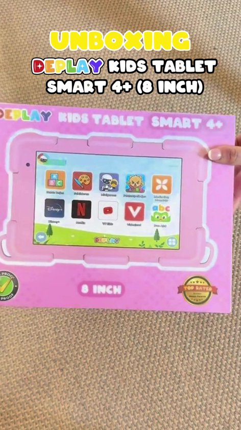 DEPLAY Kindertablet SMART 5 – Android 15 - 64GB Opslag - 4GB RAM – Kidsproof Tablet – Ouder controle – Vanaf 2+ Jaar – 8 Inch – Met Pen, Beschermhoes, Keycord & Blauwlicht Screenprotector – 5000 mAh Batterij – Roze