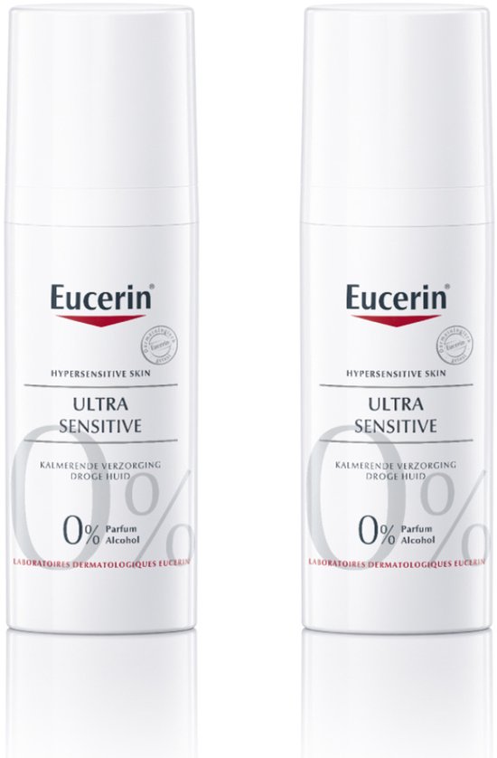 Eucerin UltraSENSITIVE Kalmerende Dagcreme voor Vrouwen - Crème Droge Huid - Rosacea Crème - 50ml - Voordeelverpakking - Bundel van 2