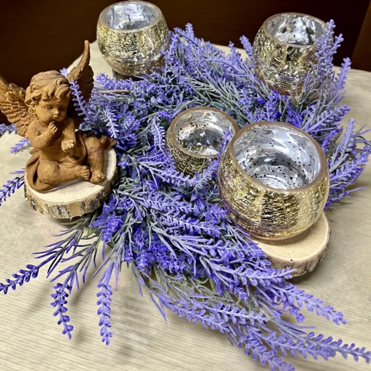 Seta Fiori Kunstbloemen - krans – Lavendel – Engel blauw