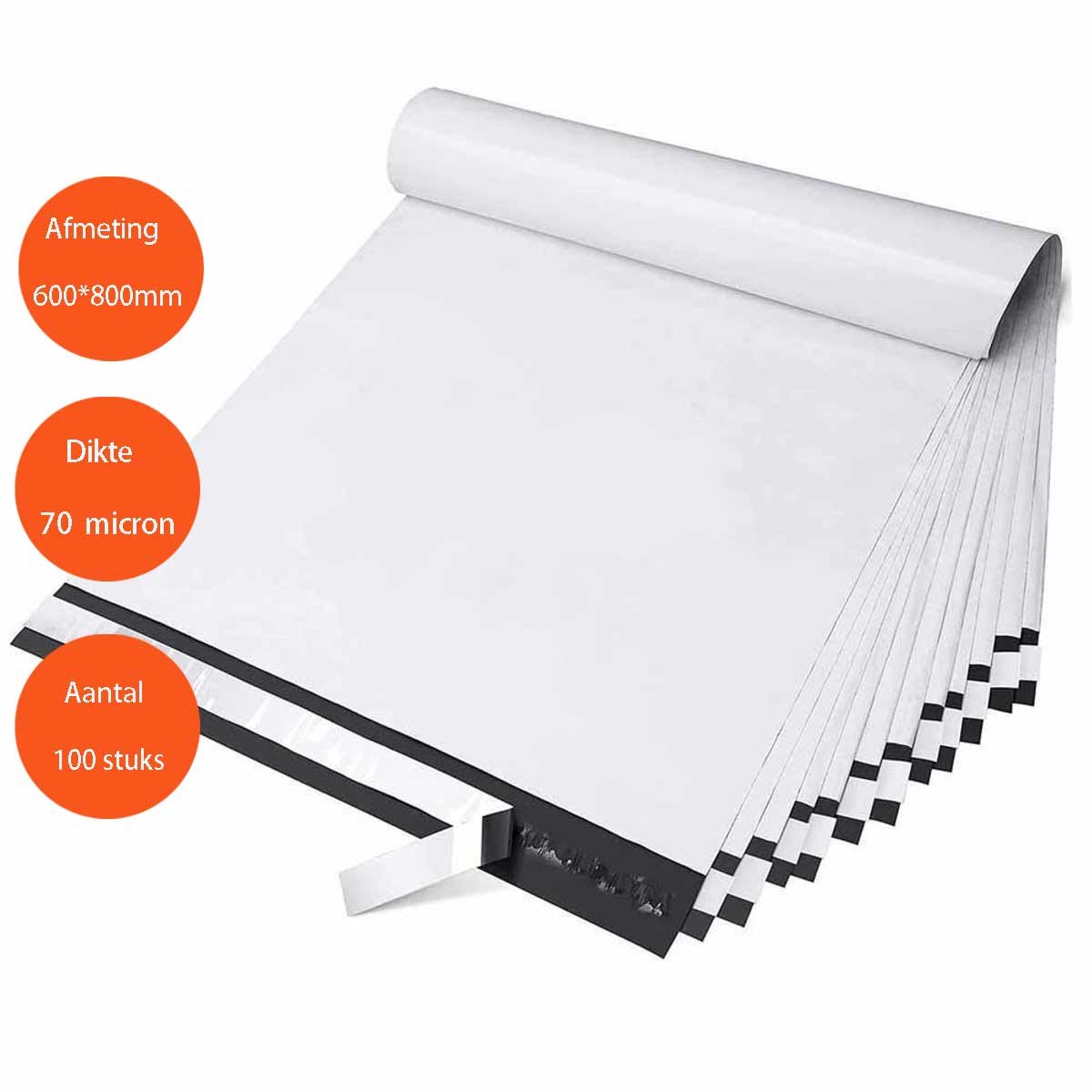 Meedeer Verzendzakken 100 stuks -1 verschillende maten 60x80cm-zelfklevende pakketten-duurzaam plastic verzendtassen-niet transparant-voor kleding, boek, schoenen