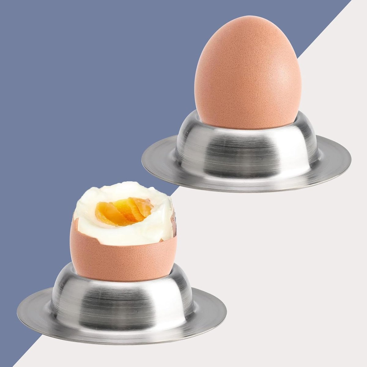 2 Stuks Metalen Eierschaal - Voor Kippen- en Eendeneieren - Rvs Eierdopje voor Kinderen