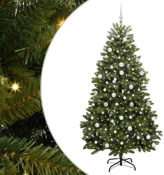 Kunstkerstbomen 2 st met krans, guirlande en LED's