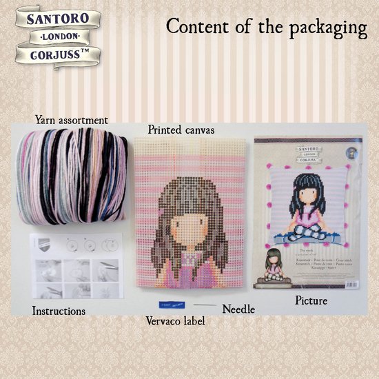 Kit oreiller point de croix Gorjuss Les mots - Vervaco - PN-0187991