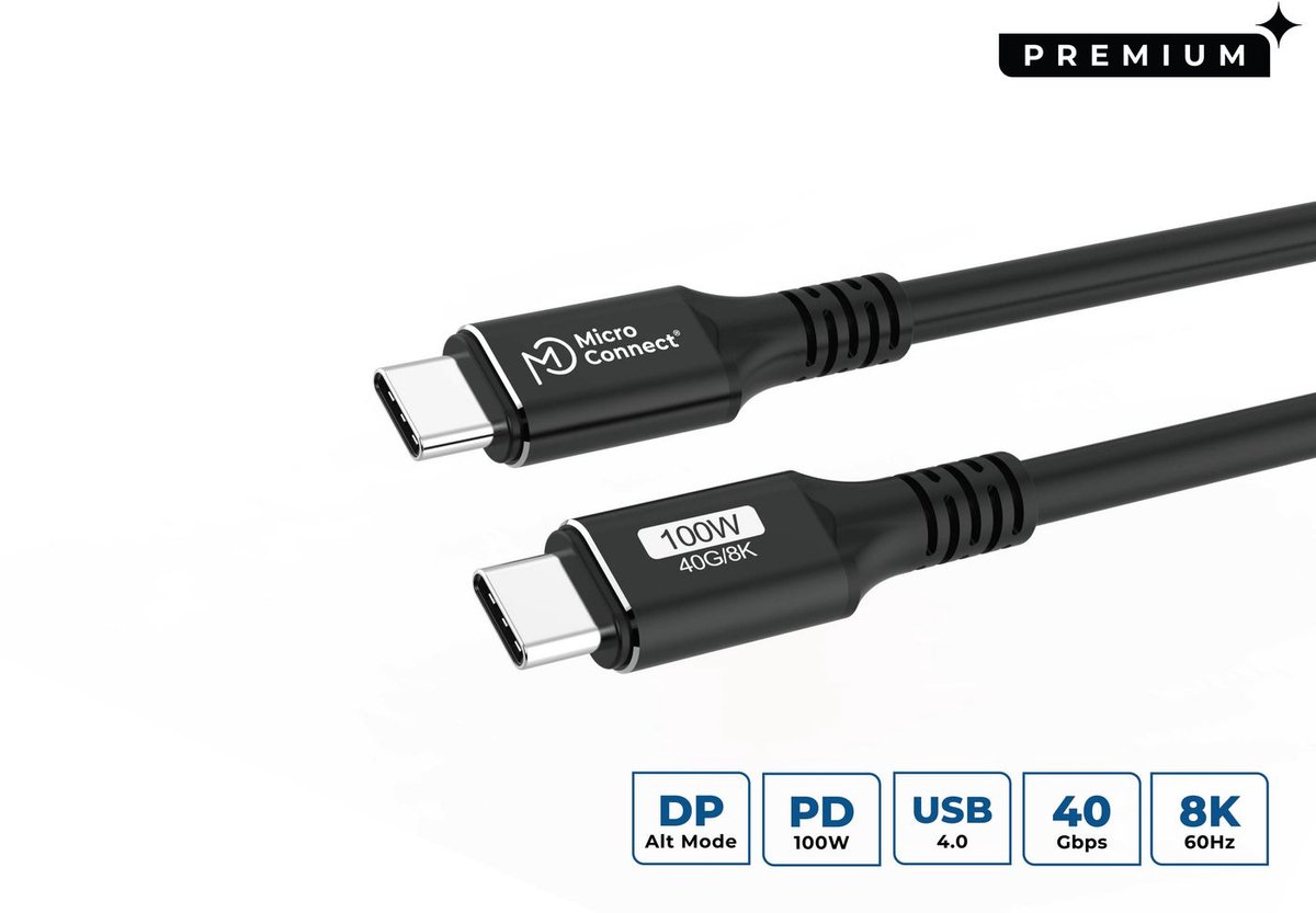 Image of Microconnect USB4CC3 USB-kabel USB4 Gen 3x2 3 m USB C 100 W Zwart