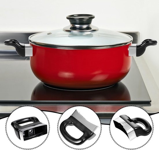 2 handgrepen - Zijhandgreep - Universele handgreep - Aluminiumlegering - Vervangbaar - Afmeting 7*6,5 cm - Geschikt voor snelkookpannen, steelpannen, enz. - Zwart — afbeelding 3