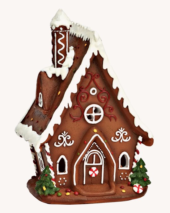 Peperkoekhuisje gingerbread huisje met LED, bruin (B/H/D) 10x15x7cm
