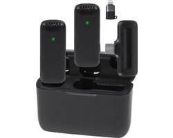 Nuvance - Draadloze Microfoon - 2 Stuks & Oplaadcase - Incl. Adapter - Microfoon Draadloos - Usb C - Lavalier Microfoons