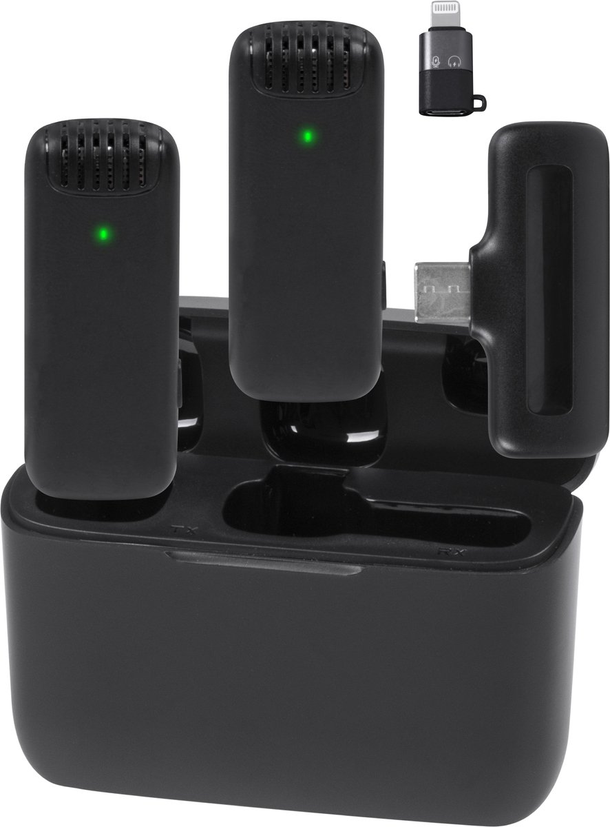 Nuvance - Draadloze Microfoon - 2 Stuks met Oplaadcase - Dasspeld Microfoon - Usb C - Lavelier Microfoon - Plug & Play - Black Friday 2023 Deals