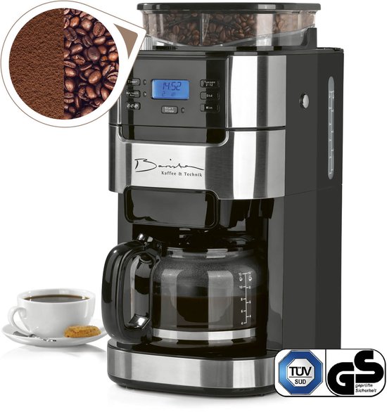 Barista Filterkoffiezetapparaat met Bonenmaler – Warmhoudfunctie, 24-uurs Timer, Permanent Filter – 10 Kopjes – Voor Bonen en Gemalen Koffie