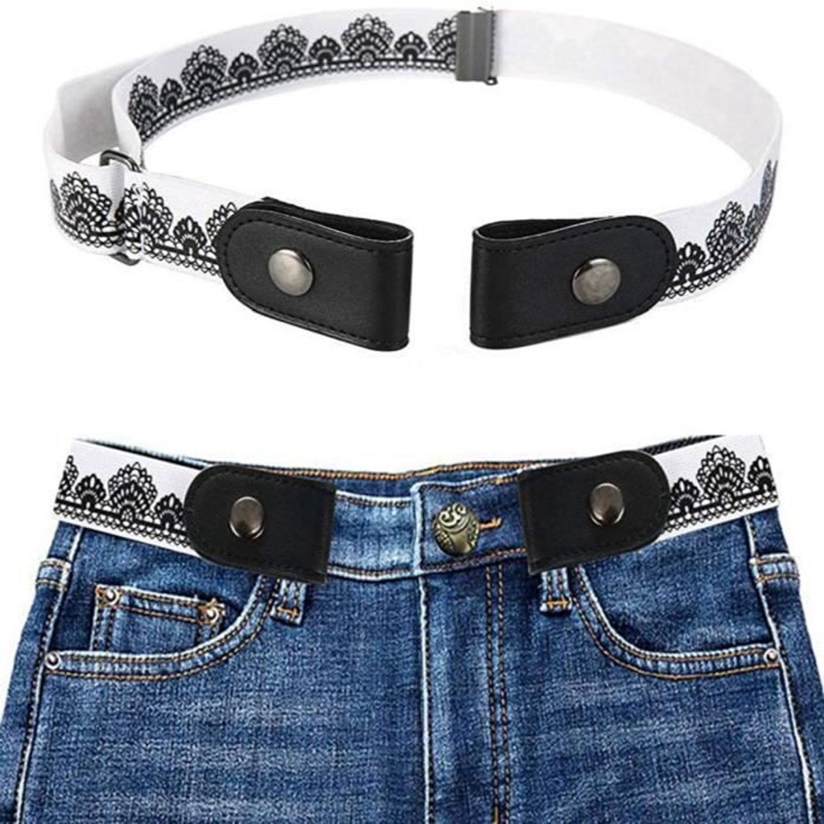 TuseRxln Riemen - Elastische Gordel - Rekbare Onzichtbare Riempje Voor Jeans En Broeken - 1 - Unisex wit